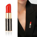 Red Lipstick Brooch with Detailed Metal-tone Finish view 2