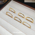 Zircon Geometric Stacking Ring Set Six Pieces 2 Colors view 3