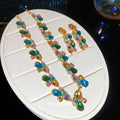 Multicolor Teardrop Crystal Necklace Drop Earrings Set view 3