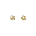 Gold Tone Mini Openwork Rose Flower Stud Earrings For Women view 5