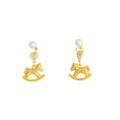 Gold and Silver Rocking Horse Pearl Look Dangle Earrings view 5