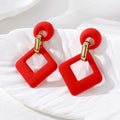 Matte Open Square Drop Earrings Gold Link 10 Colors view 7