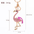 Rhinestone Flamingo Metal Keychain Gold Tone 3 Colors view 4