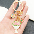Mother's Day Floral Enamel Keychains in 6 Multi-Charm Designs view 1