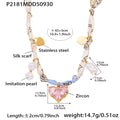 Silk Scarf Necklace Tiger Eye Pearl Charms Four Styles view 9