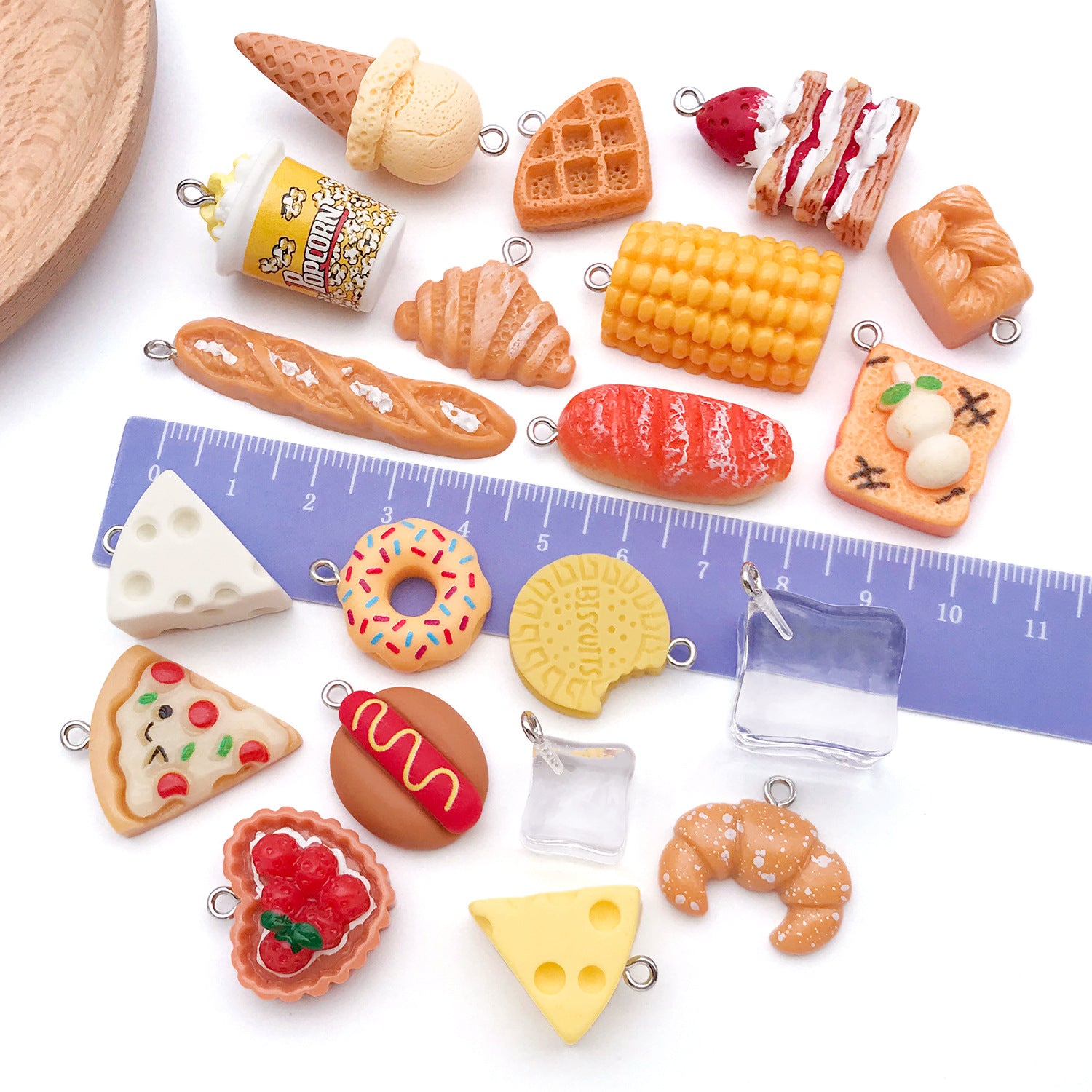 Resin 3D Bread Cake Cheese Food Charm Pendant for DIY Necklace Keychain Jewelry Making