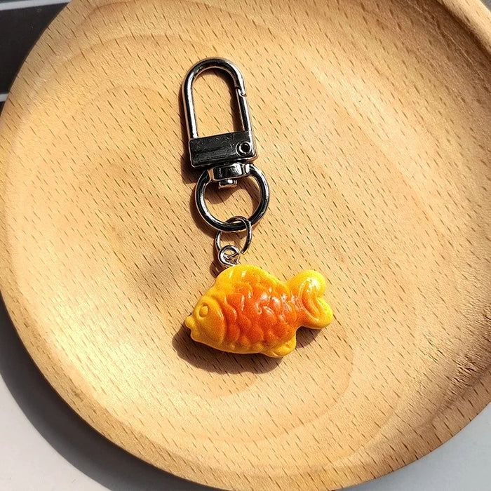 Resin Taiyaki Fish Cookie Keychain Silver Lobster Clip