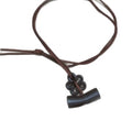 Brown Cord Necklace With Flocked Geometric Pendant view 5