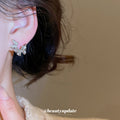 Silver Tone Crystal Butterfly Stud Earrings Decorative Jewelry Pair view 3