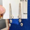 Gold Tone Tulip Crystal Long Drop Earrings Jewelry view 5