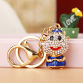 Jeweled Smiling Bull Keychains in Blue Yellow and Red view 3