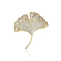 Crystal Ginkgo Leaf Brooch in Clear or Emerald Green view 1