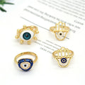Gold Tone Adjustable Evil Eye and Hamsa Rings in Four Designs view 5