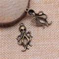 Openwork Octopus Pendant Charm in Antique Bronze and Antique Silver Metal view 4