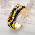 Gold Tone Crushed Stone and Beaded Wide Open Cuff Bracelets view 9