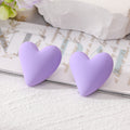 Colorful Matte Chunky Asymmetrical Heart Stud Earrings view 3