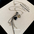 Heart Pendant Necklaces with Silver Tone Tassels in Two Colors view 4