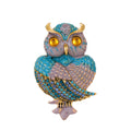 Aqua Gold Tone Owl Crystal Enamel Two Designs Metal Brooch Pin view 1