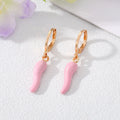 Gold Tone Colorful Enamel Chili Pepper Huggie Earrings view 3