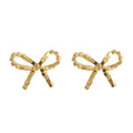 Gold 3D Cube Segment Bow Stud Earrings Geometric Pair view 5