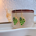 Gold Grape Cluster Drop Earrings Green Purple Leaf Styles view 6