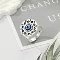 Antique Silver Tone Geometric Blue Evil Eye Adjustable Rings view 4