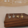 Frosted Butterfly Hook Earrings Gold Silver Metal Pair view 2