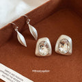 Silver Abstract Teardrop Earrings In Hook And Stud Styles view 3