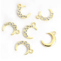Crystal-Accented Gold Silver Moon Alloy Charms in 2 Styles view 6
