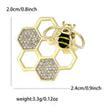 Honeycomb Bee Brooch Black or Yellow Bee Gold Frame view 6