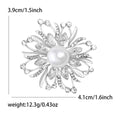 Pearl Center Flower Brooch Rhinestones Gold or Silver Tone view 7