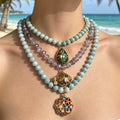 Five Color Mixed Flat Bead Necklaces With Carabiner Clasps view 4