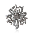 Gunmetal Rhinestone Floral Knot Brooch with Layered Loops view 5