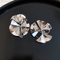 Folded Disc Statement Stud Earrings in Gold and Silver Tone view 7