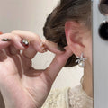 Silver Tone Crystal Flower Pearl Stud Earrings Fashion Jewelry view 4