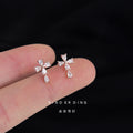 Mini Clear Crystal Cross Stud Earrings Silver Tone view 4