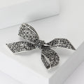 Black Crystal Mesh Ribbon Bow Brooch With Four Open Loops view 2