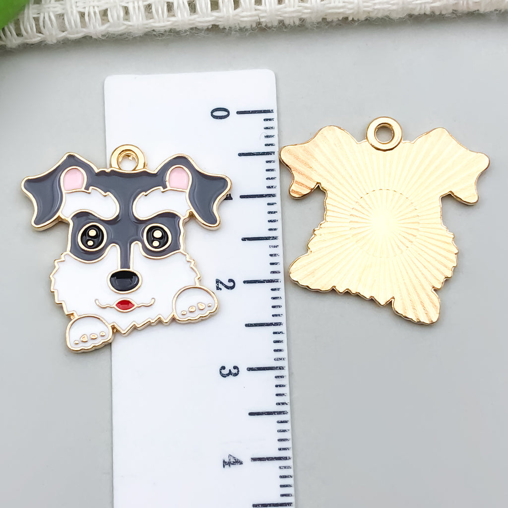 Zinc Alloy Cartoon Dog Enamel Charm Pendant for DIY Earrings Necklace Keychain
