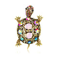 Black Gold Tone Sea Turtle Crystal Two Designs Metal Brooch Pin view 1
