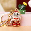 Jeweled Smiling Bull Keychains in Blue Yellow and Red view 1