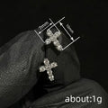 Clear Stone Cross Stud Earrings In Gold And Silver Tones view 4