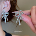 Pearl Bow Necklace Crystal Earrings Mixed 4 Styles view 3