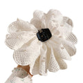 White Lace Pearl Flower Shark Clips Black Ribbon Style view 5