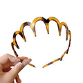 Wavy Tooth Comb Headband In Brown Tortoiseshell Or Glossy Black view 5