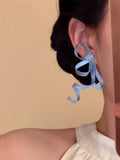 Ribbon Bow Stud Earrings in Four Pastel Colors for Everyday Styling view 8