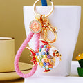 Mixed Pearl Round Fish and Jeweled Pufferfish Keychains with Fortune Loops view 7