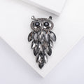 Owl Brooch Marquise Crystal Body Gunmetal Frame Pin view 4