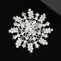 Crystal Starburst Flower Brooch Filigree Rhinestone Pin view 3