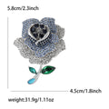 Crystal Rose Brooch With Heart Shaped Center in Blue or Pink view 6