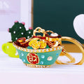 Jeweled Fortune Ingot Bowl Keychains in Four Colors with Braided Loops view 2